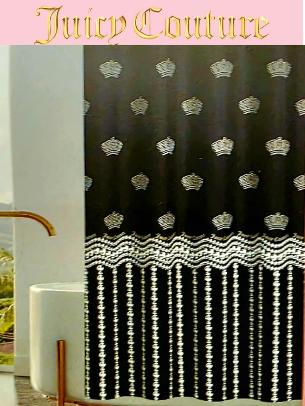 Juicy Couture Home Crown Print 13-PC Shower Curtain w/Hooks